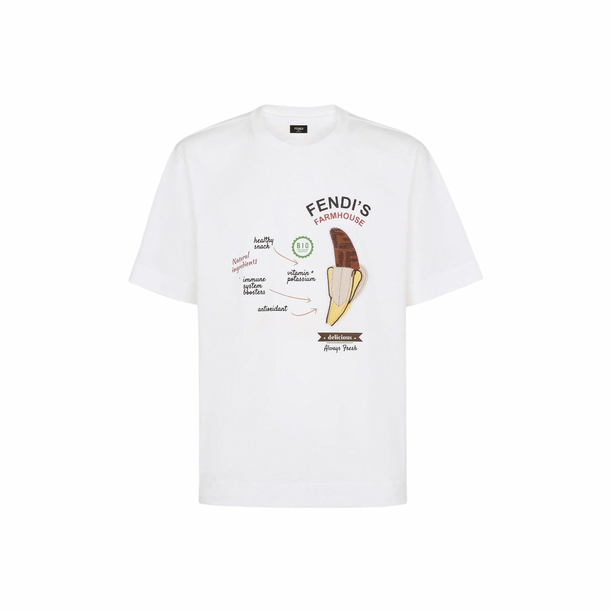 Kaos Pendek FENDI dengan Motif Gambar/Cetak, Cocok untuk Pria dan WanitaF-23